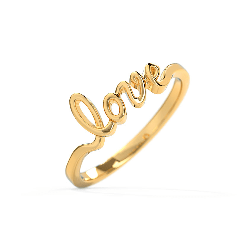 Ring that says on sale love in cursive